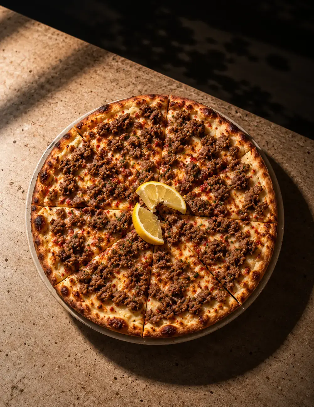 Lahmajoun manakish with lemon